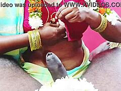 Indian bhabi whispers dirty Telugu secrets during daddy blowjob