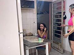 Curious neighbor begs for sugar then gets fucked and sucked hard since hubby ignores her