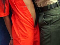 female prison guard licks ebony inmate's pussy and ass