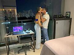 hotwife cunhada yells 'fuck me balcony airbnb cuckold!'