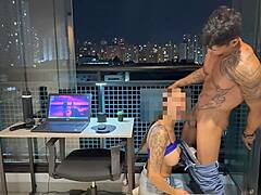 hotwife cunhada yells 'fuck me balcony airbnb cuckold!'