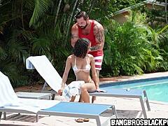 Oiled ebony stepdaughter seduced by stepdad's thick cock!