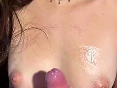 Sitting On Thick Cock While Squeezing My Huge Tits Dorm Room Ride