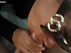 milf in sunglasses gags on cock for pov deepthroat cumshot