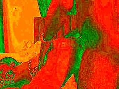 curvy ebony babe bends over for big black cock doggystyle in red-lit room