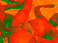 curvy ebony babe bends over for big black cock doggystyle in red-lit room