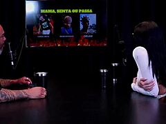 Morena safada strips showing tits and pussy after picking who sucks sits or passes Leticia Braga on sheer red