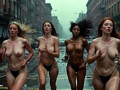 ai girls race nearly naked in bronx mud with bouncing tits