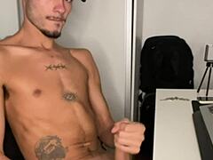 Young Guy Masturbates Watching Porn In Bedroom Solo Session