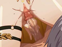 blonde anime hentai babe teases with curves
