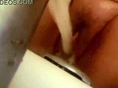 Latina Muscular Solo Hits Bath Faucet Orgasm