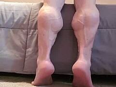 lacey's ripped calves dominate in bdsm muscle worship!