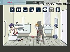 Blonde hentai babe fucked in public subway toilet!