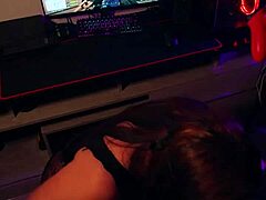 bbw friend blows me mid-game then rides cock hard