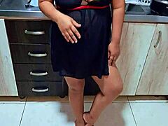 Horny stepmom squirts in kitchen begging stepsons cock!
