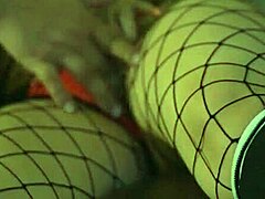 asian slut gags on cock then doggy in fishnets
