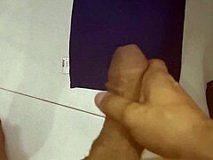 Husband strokes cock in close up solo