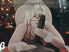 Mercy Gives A Christmas Handjob With Her Big Ass