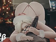 Mercy Gives A Christmas Handjob With Her Big Ass