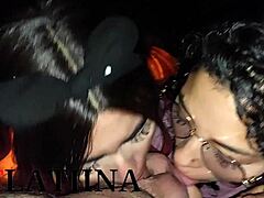 Noche de halloween termina en trio en publico