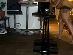 Naked workout with trainer