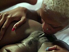 sexy ebony girls kiss and play with toys on camera