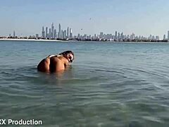monika fox swims naked in sea