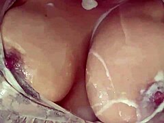 Virgin 18yo plays with whipped cream on boobs