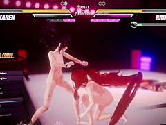 Lesbian futanari battle with pussy licking and tit play action