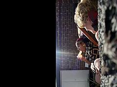 juliet redhead and sexyspice36 have lesbian masturbation on the roof