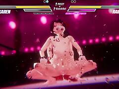 Lesbian futanari battle with pussy licking and tit play action