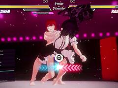 Lesbian futanari battle with pussy licking and tit play action