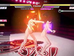 Lesbian futanari battle with pussy licking and tit play action