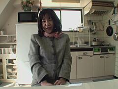 Mature asian brunette makiko nakane with very hairy pussy
