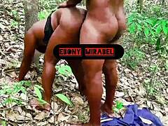 village ebony bbw riding big cock in the forest