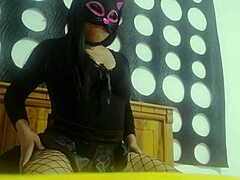 a young woman makes sexy amateur halloween video