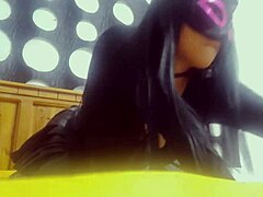 a young woman makes sexy amateur halloween video