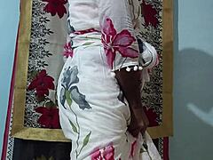 stripping white floral dress weared by stepmom rough anal fuck stepmom big ass loves