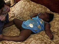 a black midget gets her pussy licked and then fucked