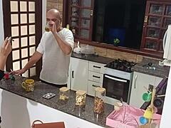 Anal sex with hotwife unfaithful wife in the bar pantry