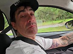 We almost got caught i suck his cock in the car and swallow