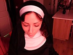 cheating nun pregnant by stepson in costume 😈