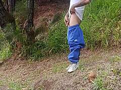 real couple peeing fetish outdoors in woods