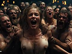 ai-generated future rave viking pre-orgy party naked dirty viking women tease warriors with big tits 🔥