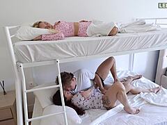 Lelya mult and jay clark hot sex under the bunk bella mur joins for threesome