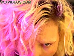 Busty Blonde Gives A Blowjob And Handjob Backstage