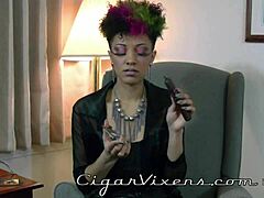 Ebony beauty Smokes a Big Dick in Lingerie