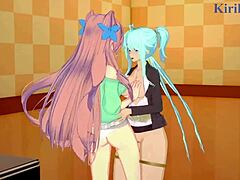 Kanade, Maria og Cagliostro i het lesbisk hentai-lek