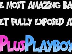 Stora tuttar blond tjej Kay Lovely poserar i lingeri och visar stora naturliga tuttar och stor rumpa