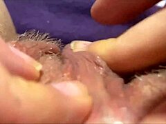 Huge clitoris rubbing and jerking to orgasm in close up